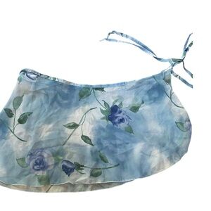 Capezio Light Blue Floral Sheer Tie-Waist skirt